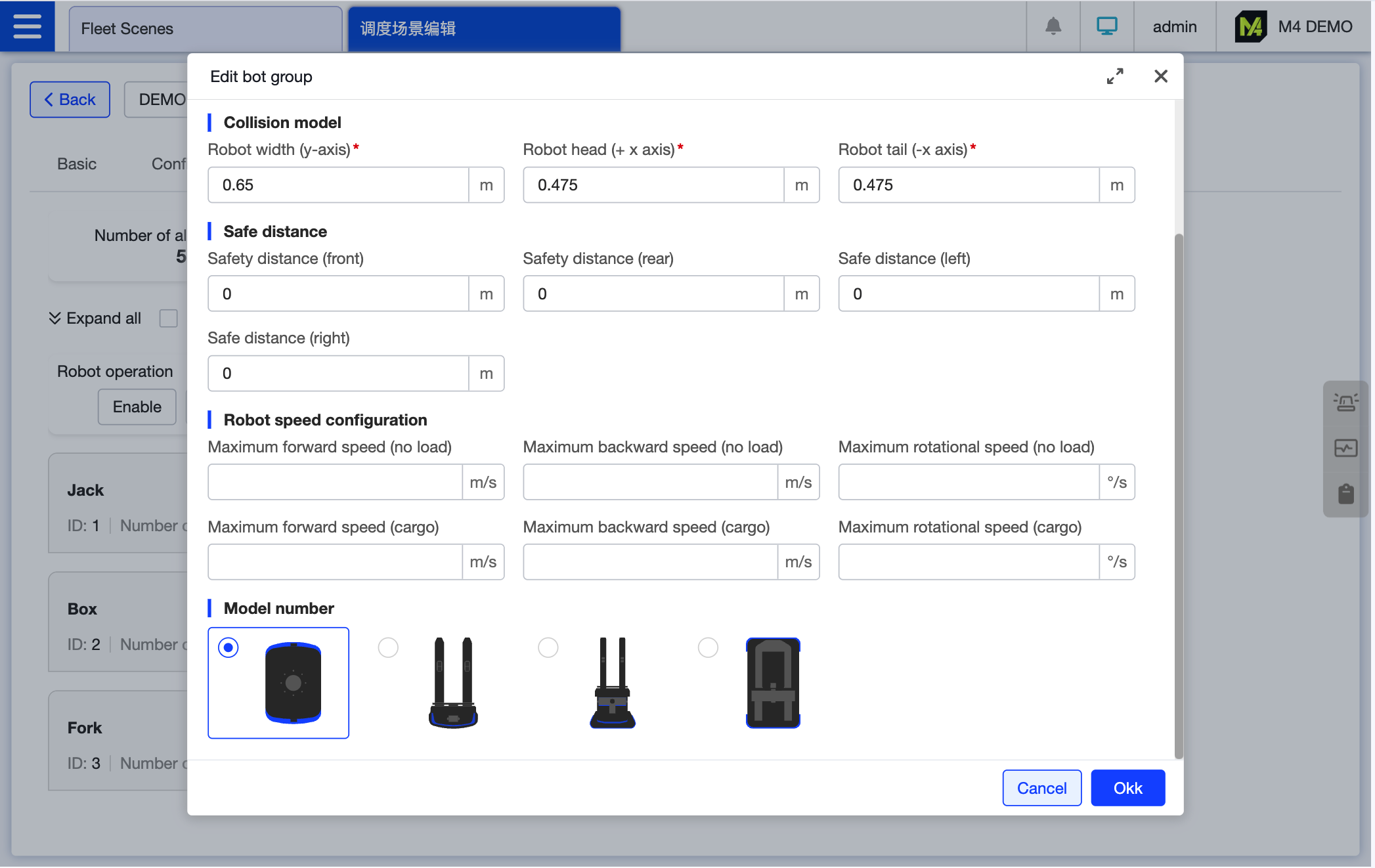 Robot Group Edit Configuration Page
